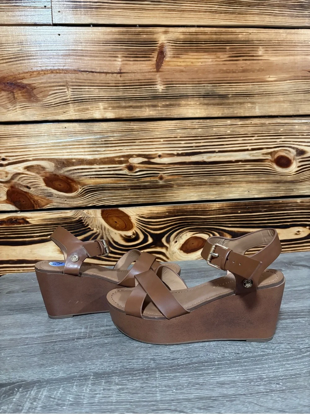 Tommy Hilfiger Brown Platform Sandal with Ankle Strap
